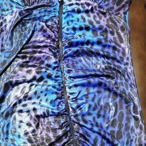 Classy Woman's  leopard print mini dress! (L)  black, blue and purple black